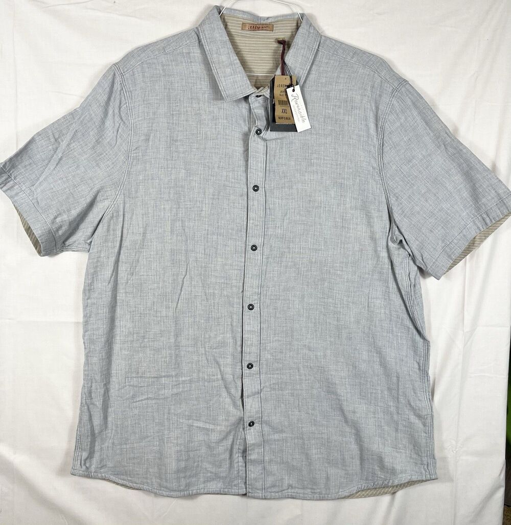 Jeremiah S/S Snap Front Shirt Blue Heather Reversible Casual Western 2XL NWT